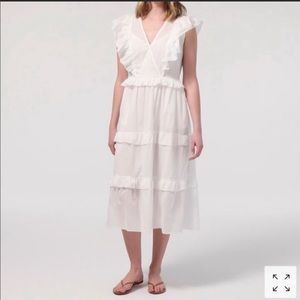 JCrew White Ruffle Cotton dress- NWT